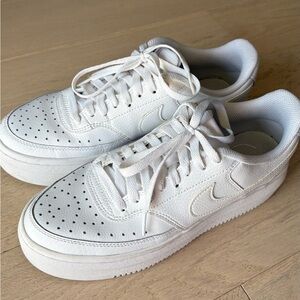 Nike All-White Platform Low-Top Sneakers